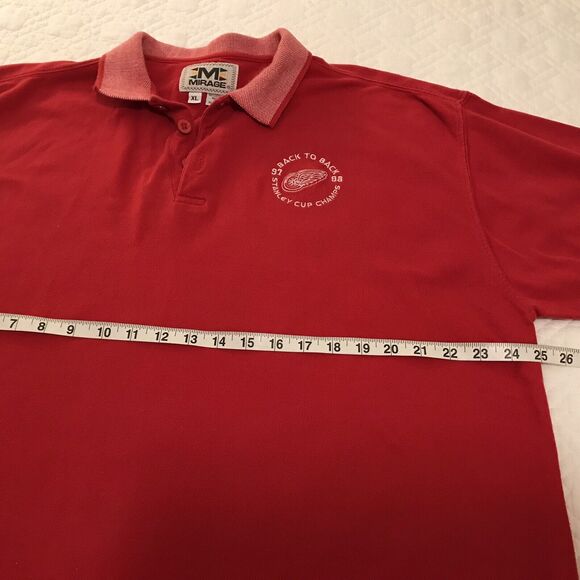 Detroit Red Wings 1997-1998 Back To Back Stanley Cup Champs Mirage Red Polo XL - Picture 4 of 10